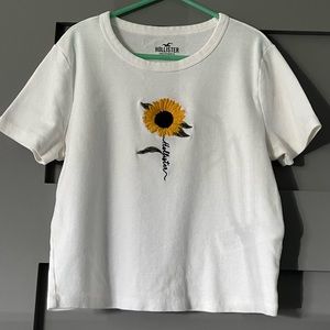 Hollister embroidered sunflower baby tee